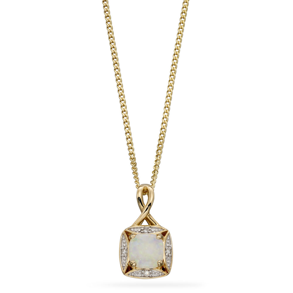 18ct pear natural opal & diamond necklace - Von Treskow