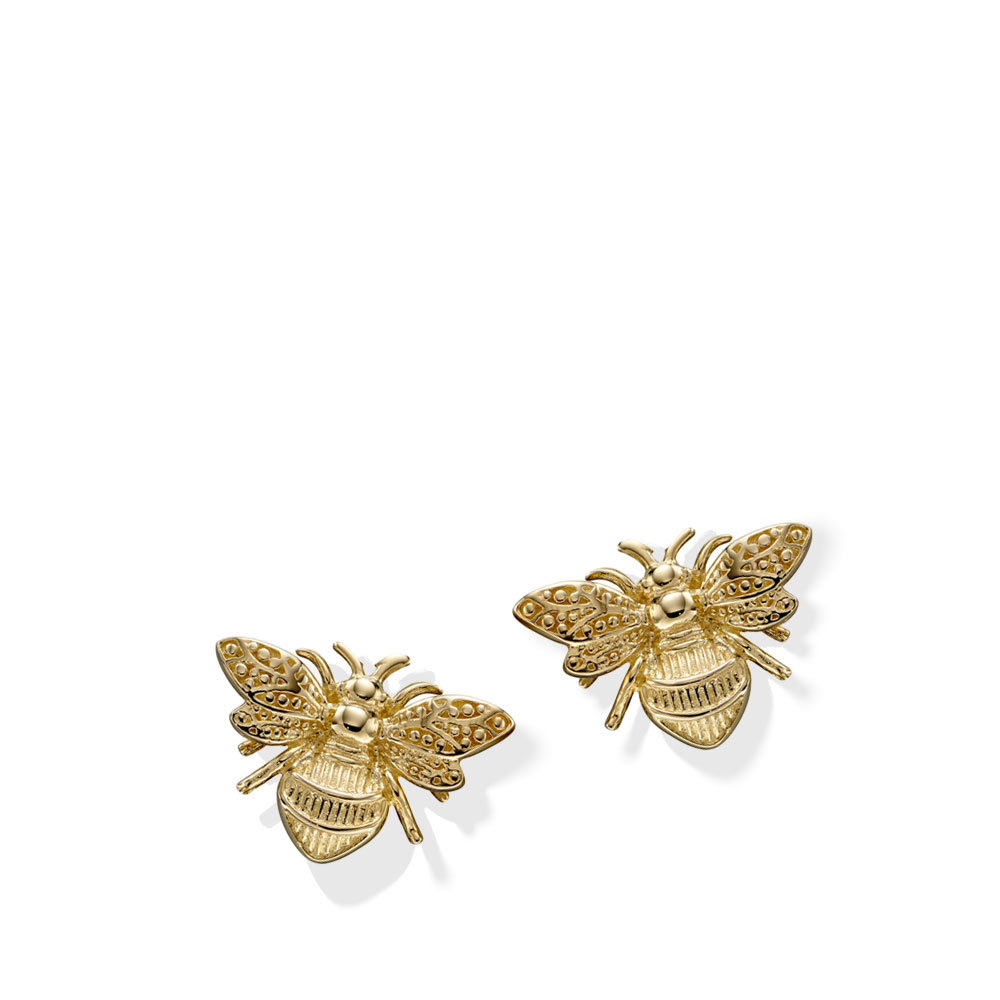 Yellow Gold Bee Earrings | Autumn and May | Gold Designer Jewellery