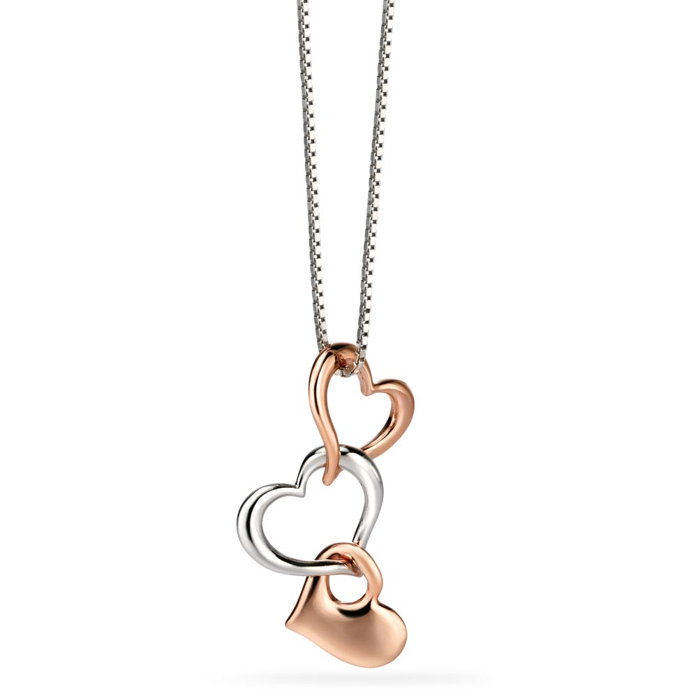 9ct Rose Gold Two Tone Heart Pendant | Pascoes