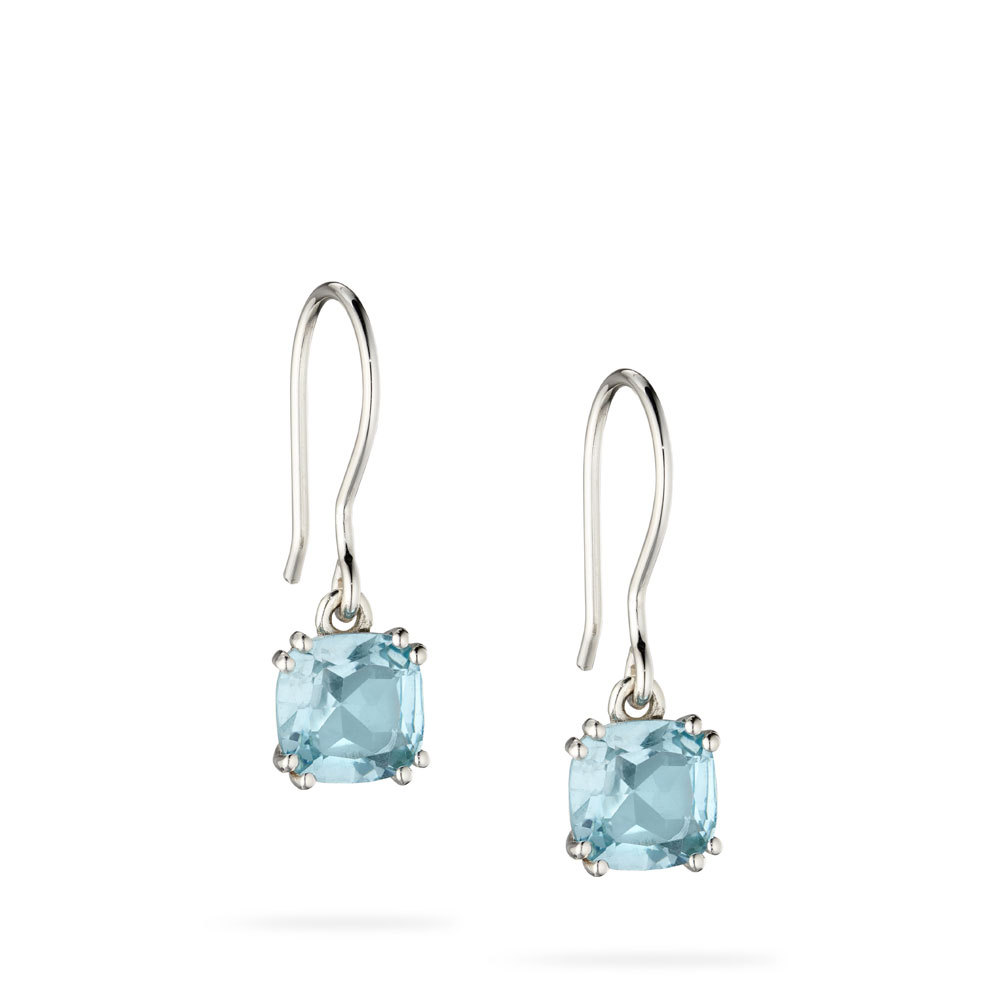 Blue Topaz Earrings Round  Natural Blue Topaz  Jewelry for Women Sil   Ceylon Gemstone Gifts