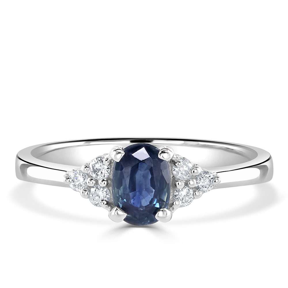 0.60CT Oval Sapphire Diamond Engagement Ring | Autumn and May