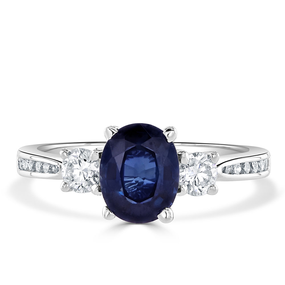 0.90ct Sapphire & Diamond Cluster Ring 9ct Yellow Gold | Ace Jewellery