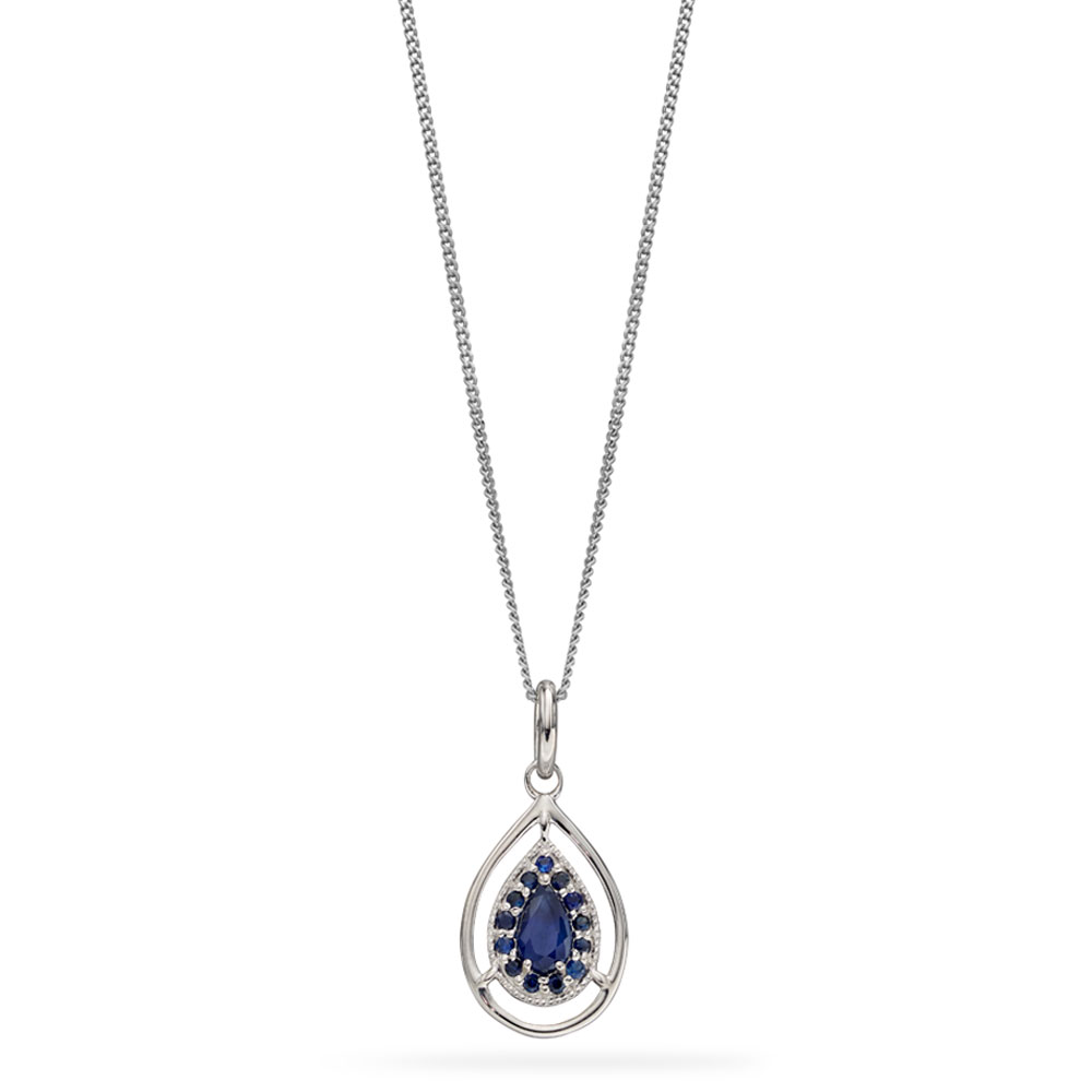 Teardrop Blue Sapphire Necklace - Pink Tourmaline Surrounded Halo - –  Spirit Art USA