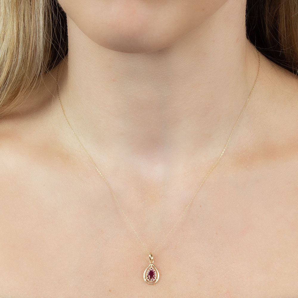 Margaret Solow Opaque Teardrop Ruby Pendant Necklace | Quadrum Gallery