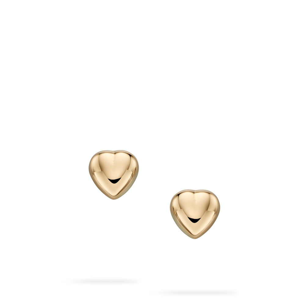 Puffy Heart Stud Earrings | Autumn and May | Gold Designer Jewellery