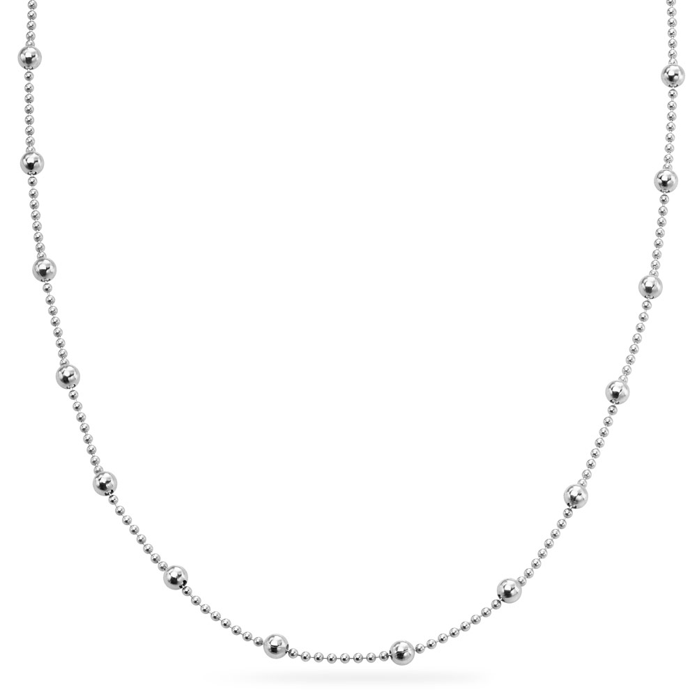 Platinum plated sterling silver necklace with small turquoise glass beads |  Laval Europe
