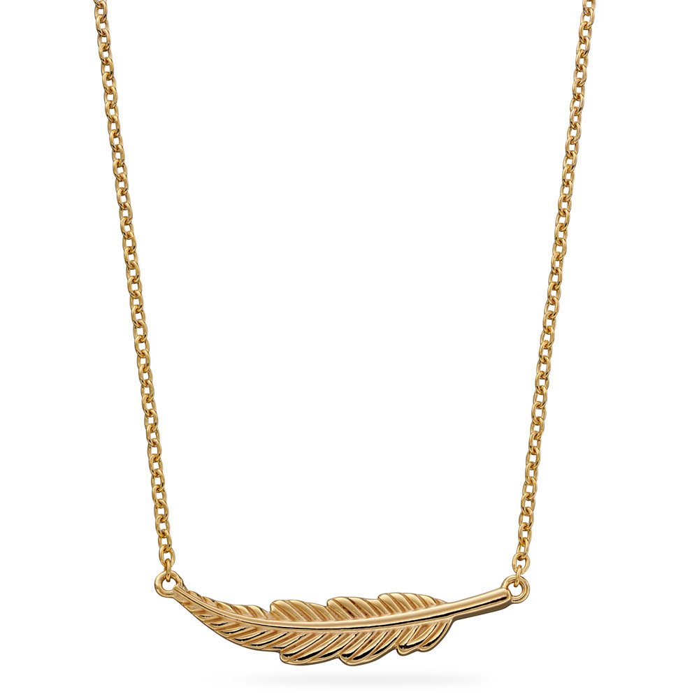 Yellow Gold Vermeil Feather Necklace