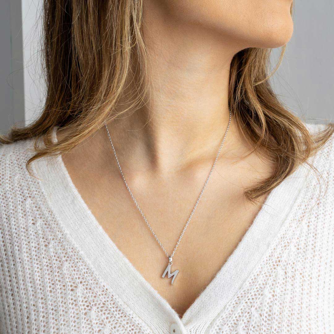 Bamboo Initial Pendant Necklace – The Silver Wren