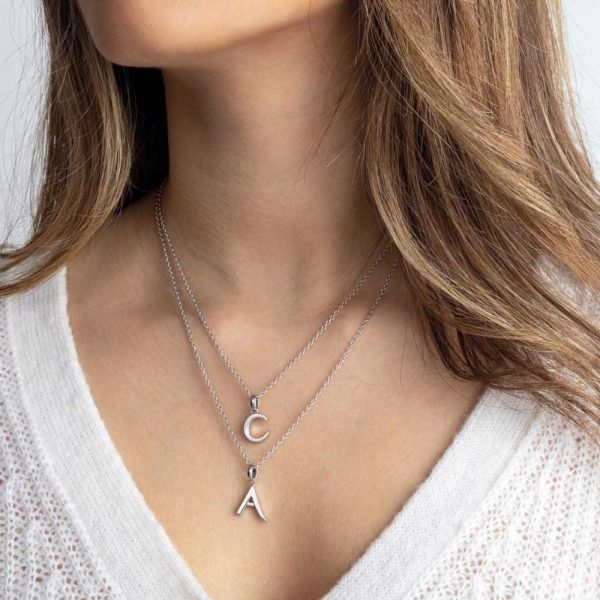 Silver Petite Initial C Necklace | 0139093 | Beaverbrooks the Jewellers