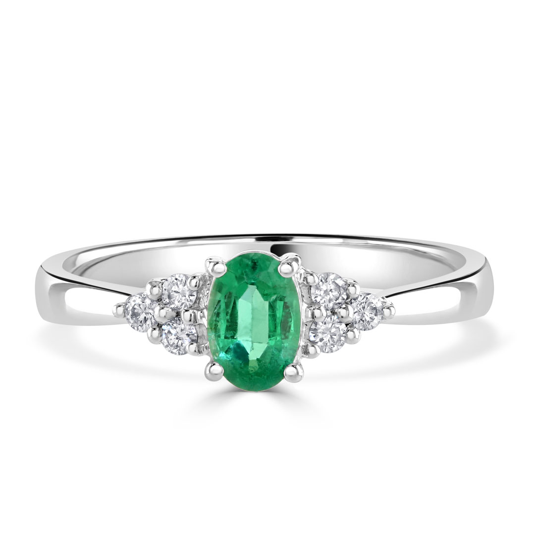Natural Emerald Engagement Ring 1/4 ct tw Diamonds 14K White Gold | Jared