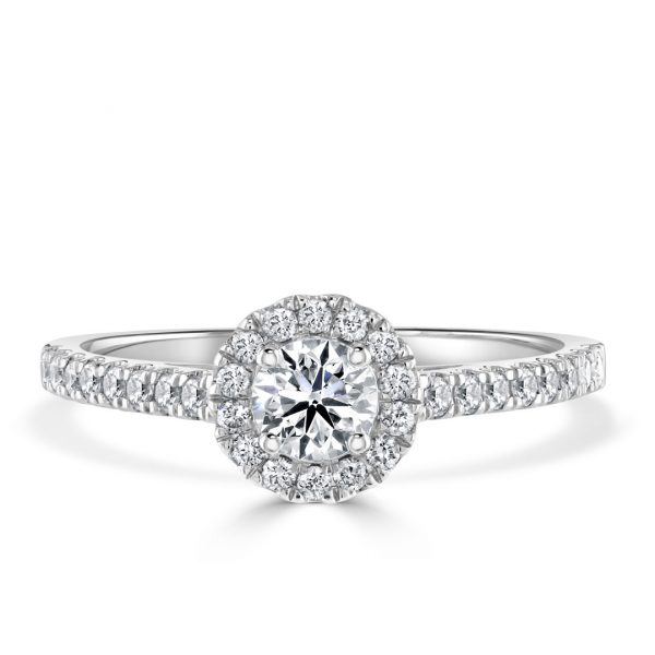 Diamond Halo Engagement Ring with shank diamonds-X3101C-A