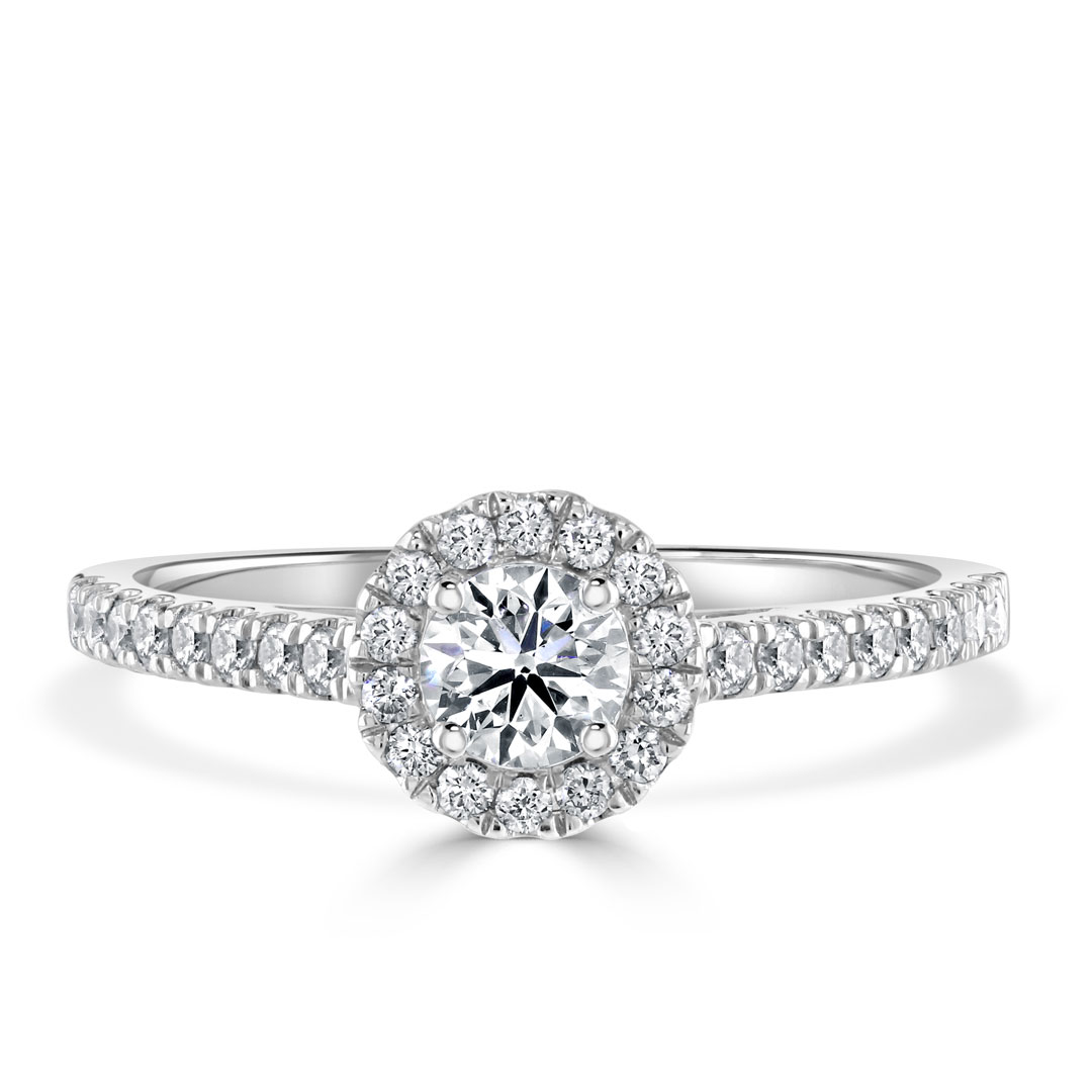 Diamond Halo Engagement Ring with shank diamonds-X3101C-A