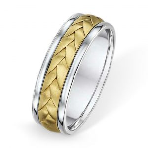 Braided Pattern Two Tone Wedding Ring