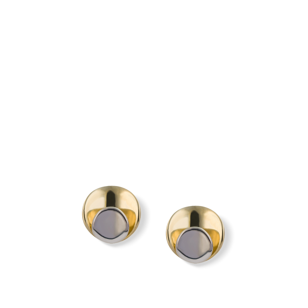 9ct Gold Two Tone Stud Earrings | Yellow and White Gold Jewellery