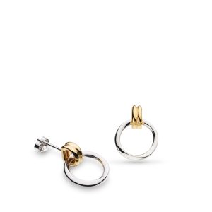 Kit Heath Bevel Unity Golden Drop Stud Sterling Silver Earrings GRP
