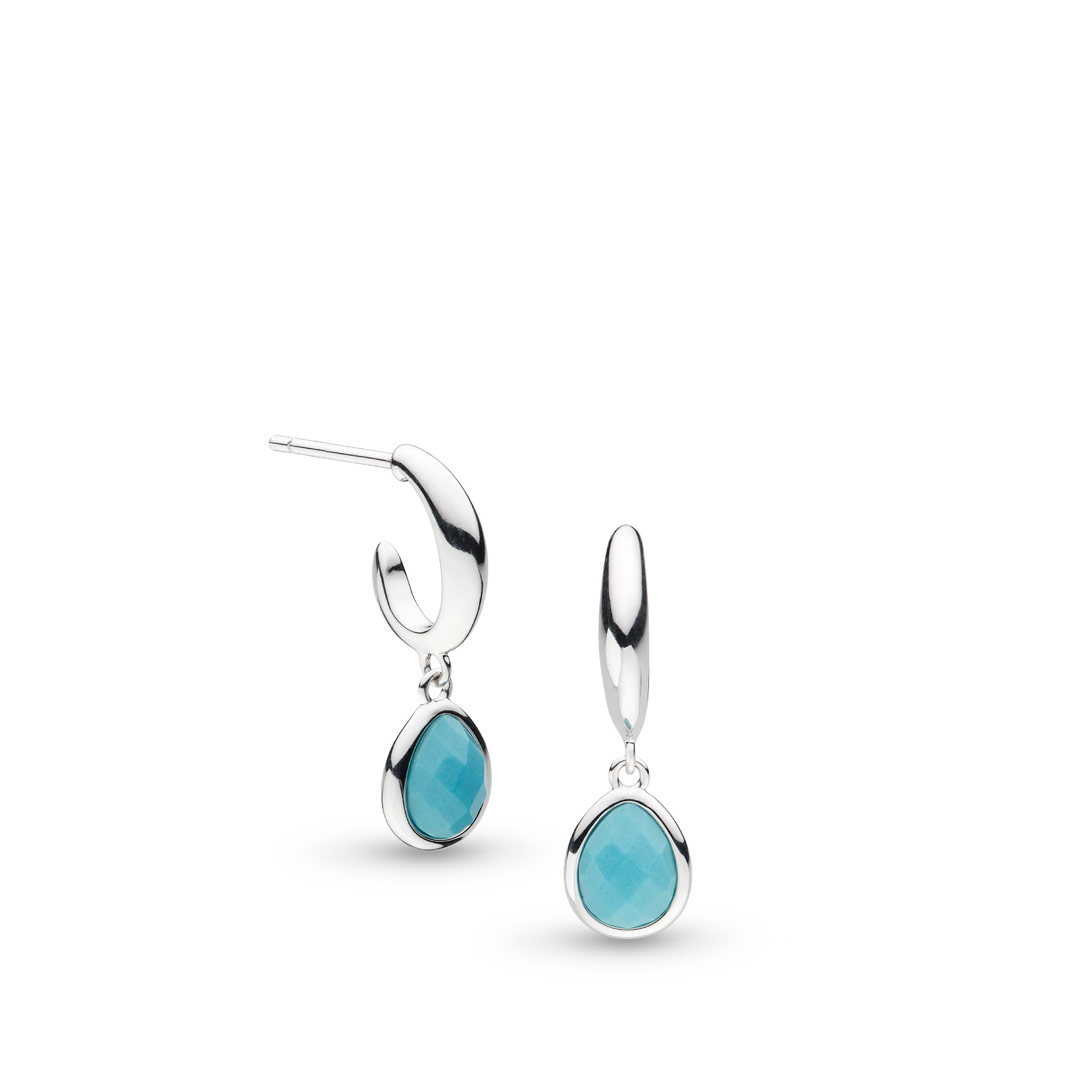Kit Heath Coast Pebble Azure Gemstone Hoop Drop Sterling Silver Earrings MG