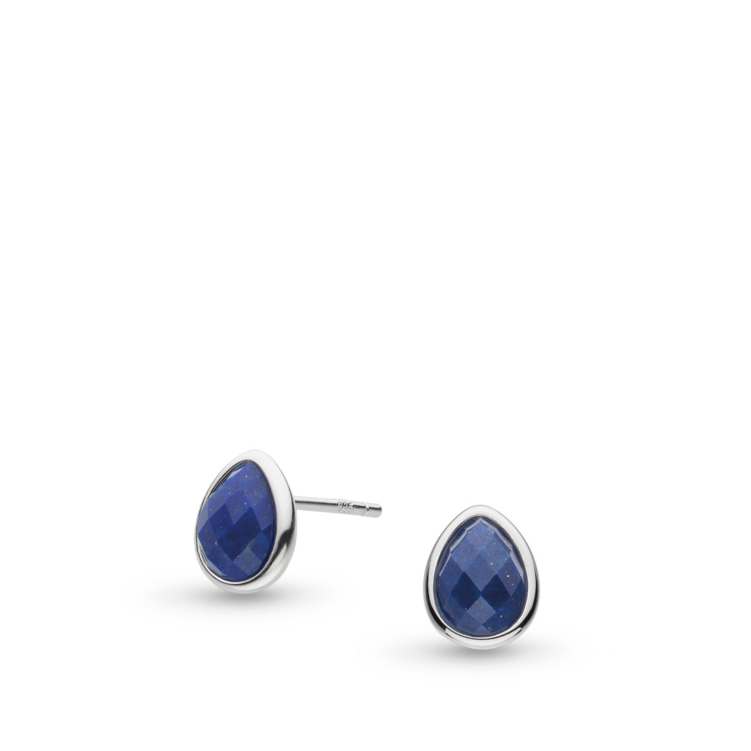Kit Heath Coast Pebble Azure Gemstone Stud Sterling Silver Earrings LP