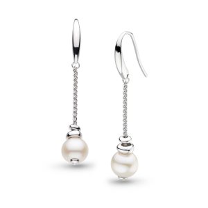 Kit Heath Coast Tumble Pearl Chain Drop Sterling Silver Earrings FP
