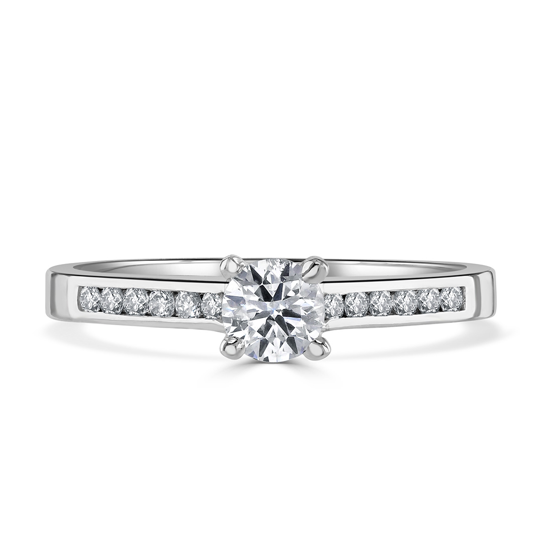 Autumn and May White Gold 0.30 carat Round Solitaire with Shank accent Diamond Engagement Ring X6247.jpg