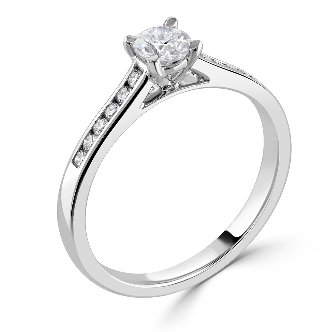 Autumn and May White Gold 0.30 carat Round Solitaire with Shank accent Diamond Engagement Ring X6247 A.jpg