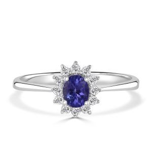 Autumn and May Tanzanite and Diamond Halo Engagement Ring X5358.jpg