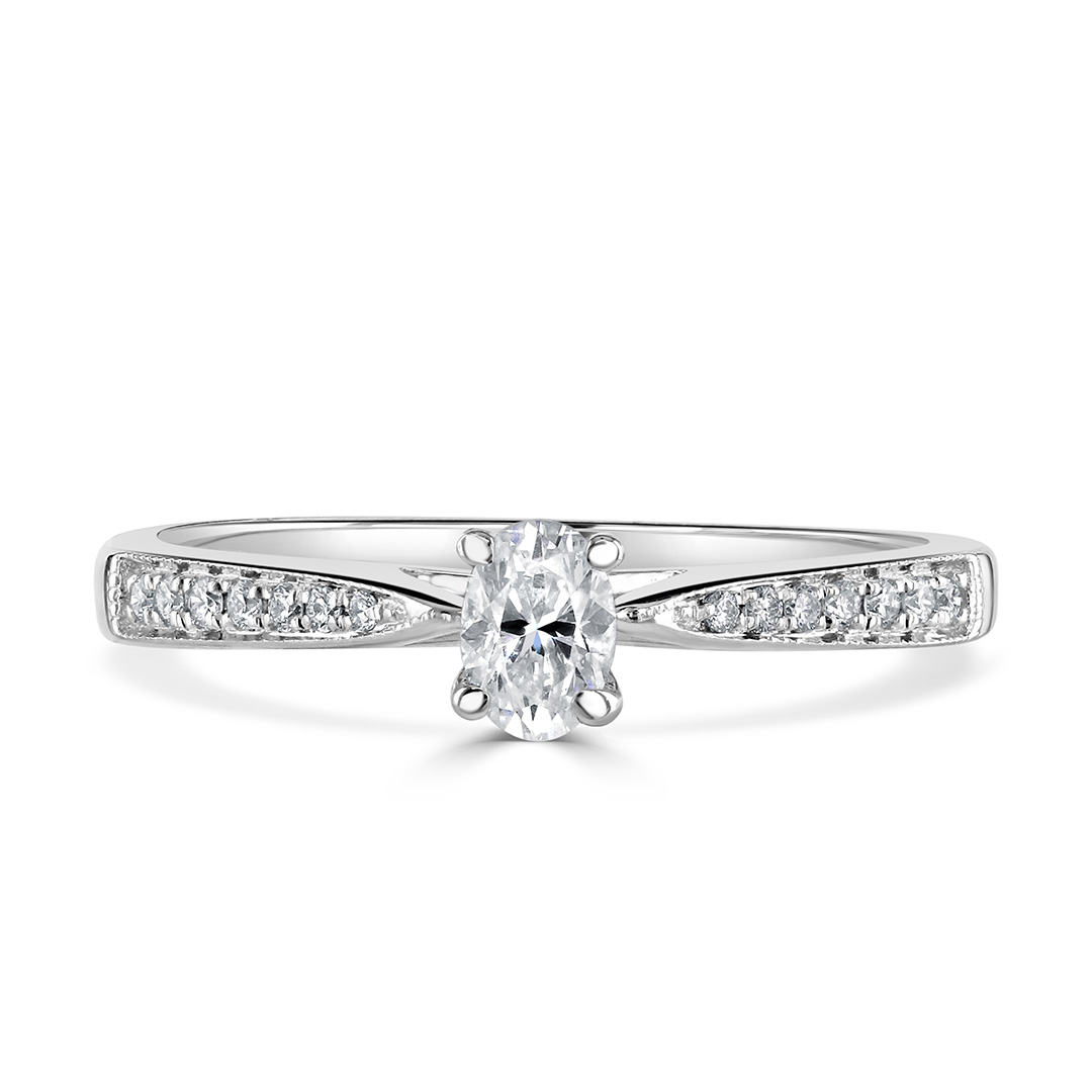 Autumn and May White Gold Quarter Carat Oval Cut Solitaire with Shank Diamond Engagement Ring X6699.jpg