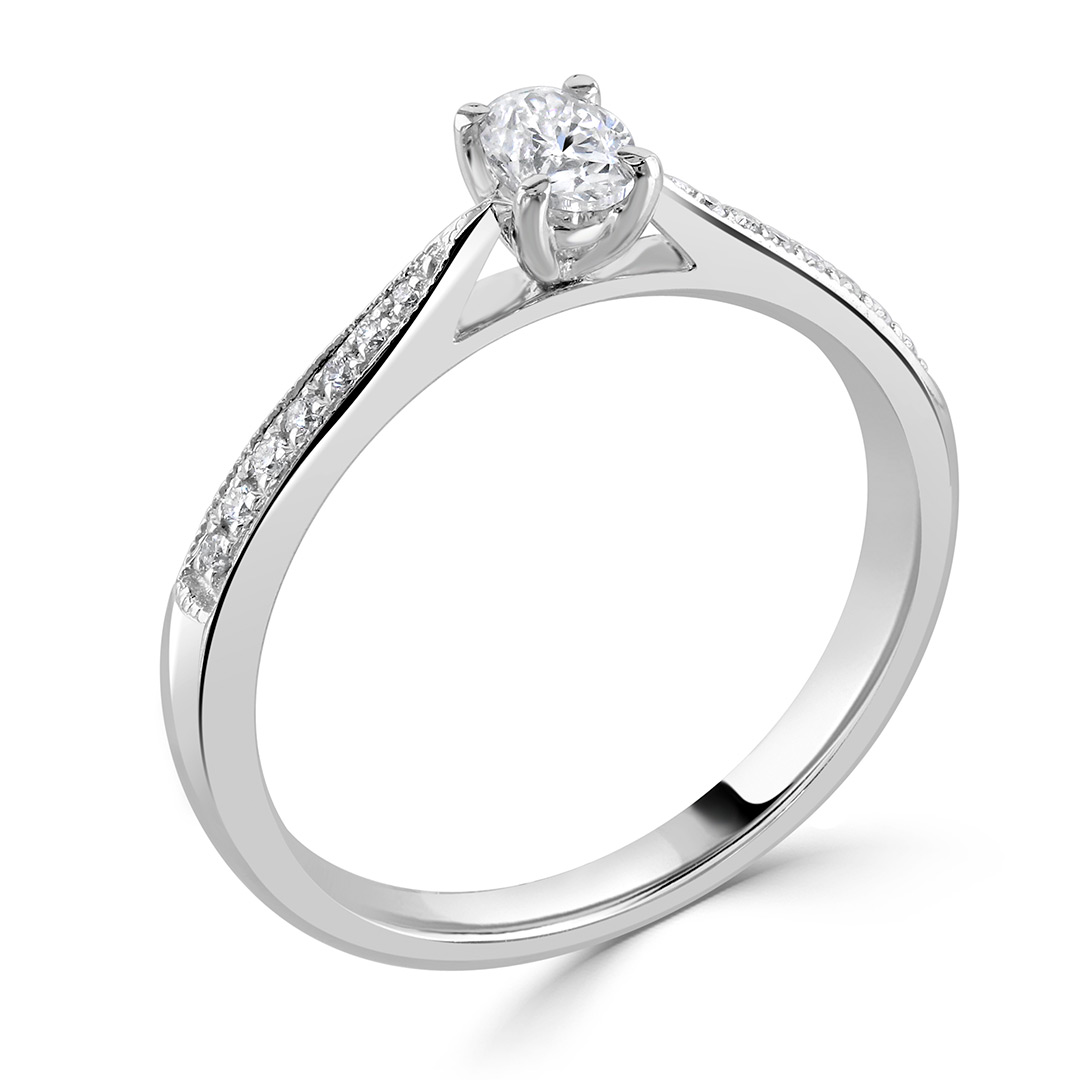 Autumn and May White Gold Quarter Carat Oval Cut Solitaire with Shank Diamond Engagement Ring X6699 A.jpg