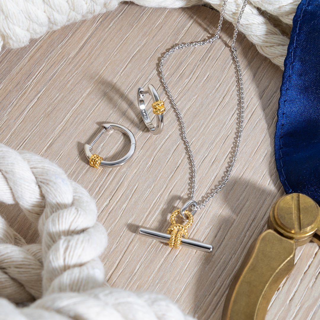 Kit Heath Marina Rope Knot T-Bar Golden Sterling Silver Necklace