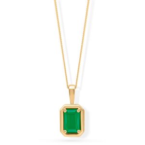 9ct Yellow Gold Chunky Border Emerald Pendant Yellow, White Gold