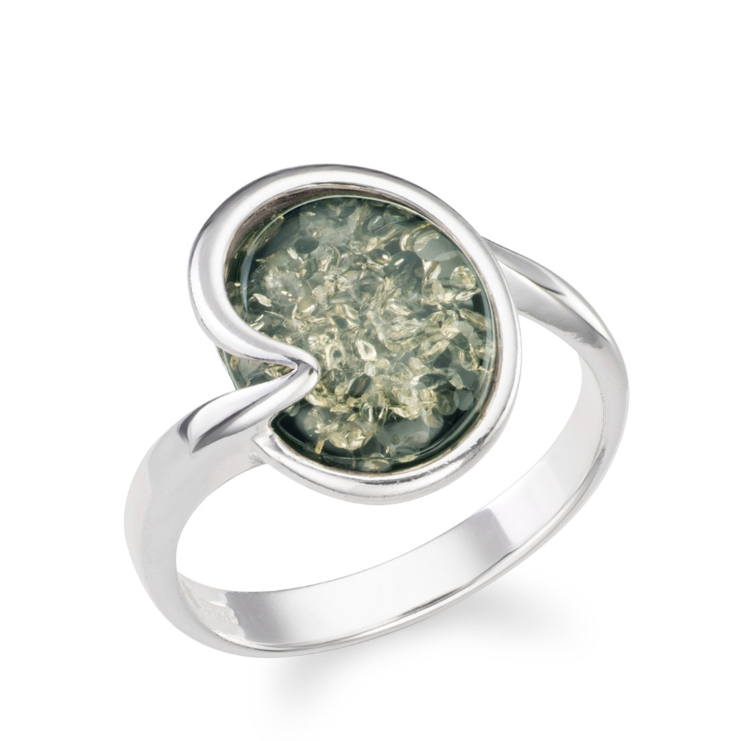Lucy Sterling Silver & Baltic Amber Ring - Handcrafted 925 Silver Natural Amber Stone Jewelry Gift